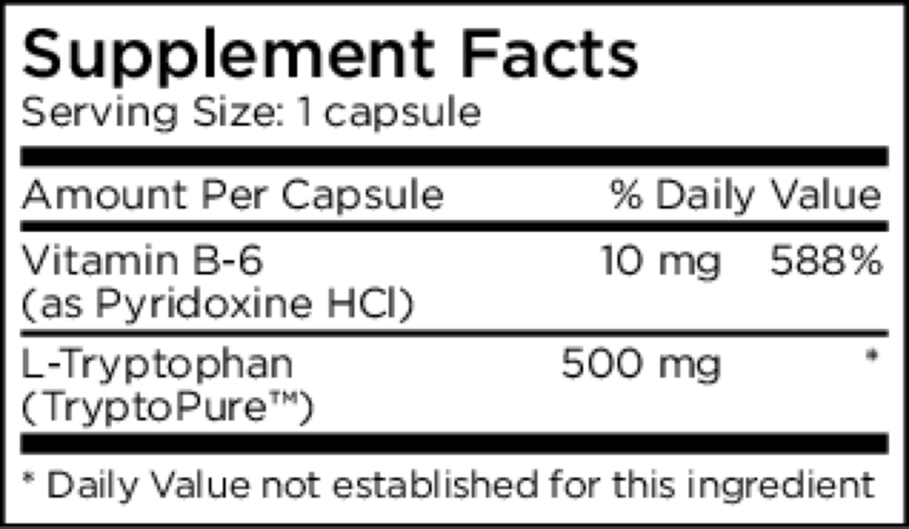 L-Tryptophan Supplement Facts Label