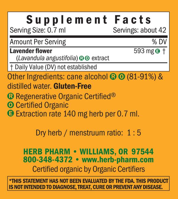 Lavender/Lavandula angustifolia Supplement Facts Label