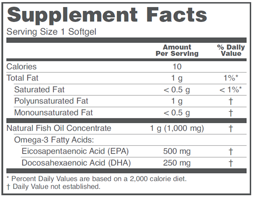Ultra Omega-3 Supplement Facts Label