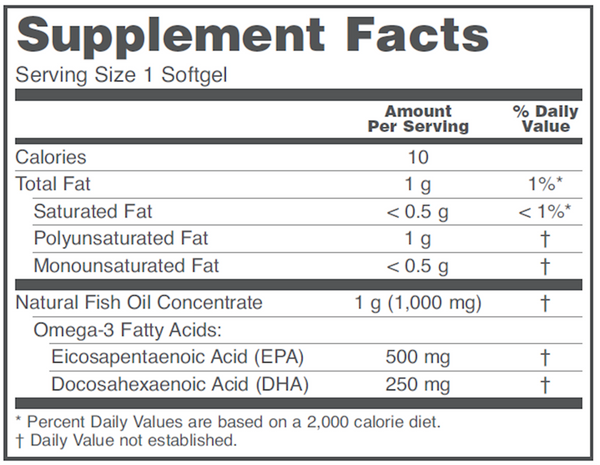 Ultra Omega-3 Supplement Facts Label