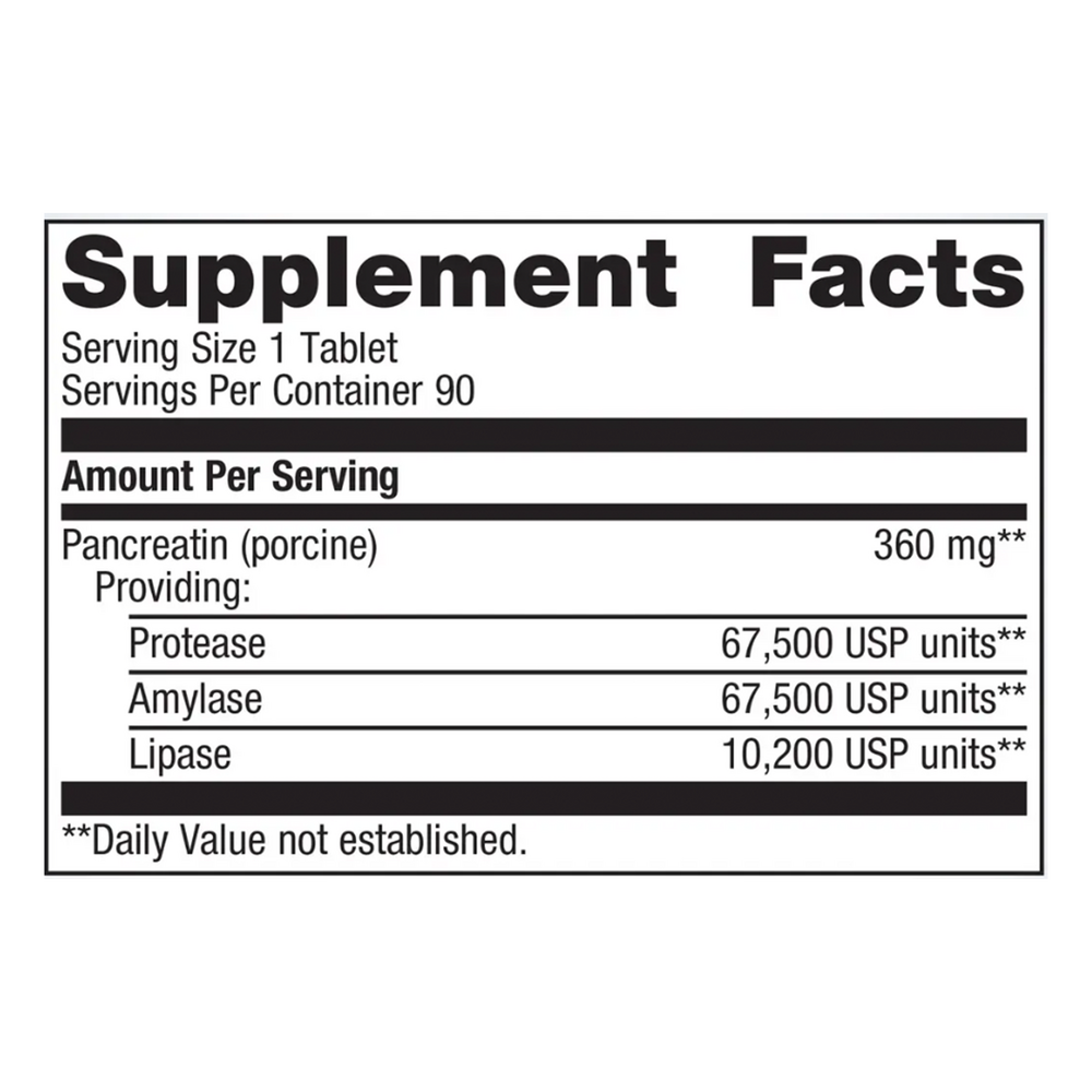 SpectraZyme Pancreatic Enzymes (Formerly known as SpectraZyme Pan 9x) Supplement Facts Label
