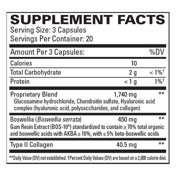 Collagen Joint Complex Supplement Facts Label