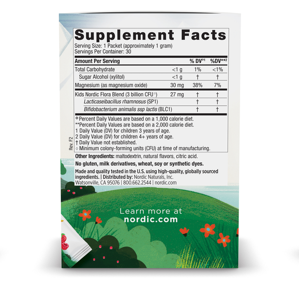 Kids Nordic Flora Probiotic Pixies Supplement Facts Label