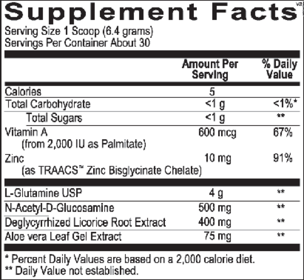GlutaShield Vanilla Supplement Facts Label