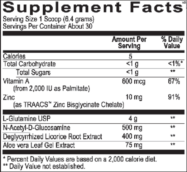 GlutaShield Vanilla Supplement Facts Label