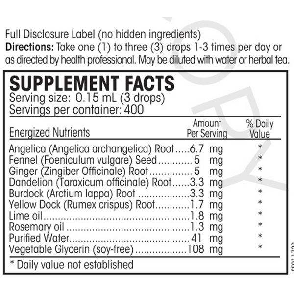 PERQUE DigestivAide Supplement Facts Label