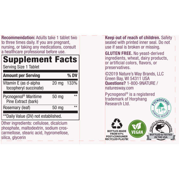 Pycnogenol 50 mg Supplement Facts Label