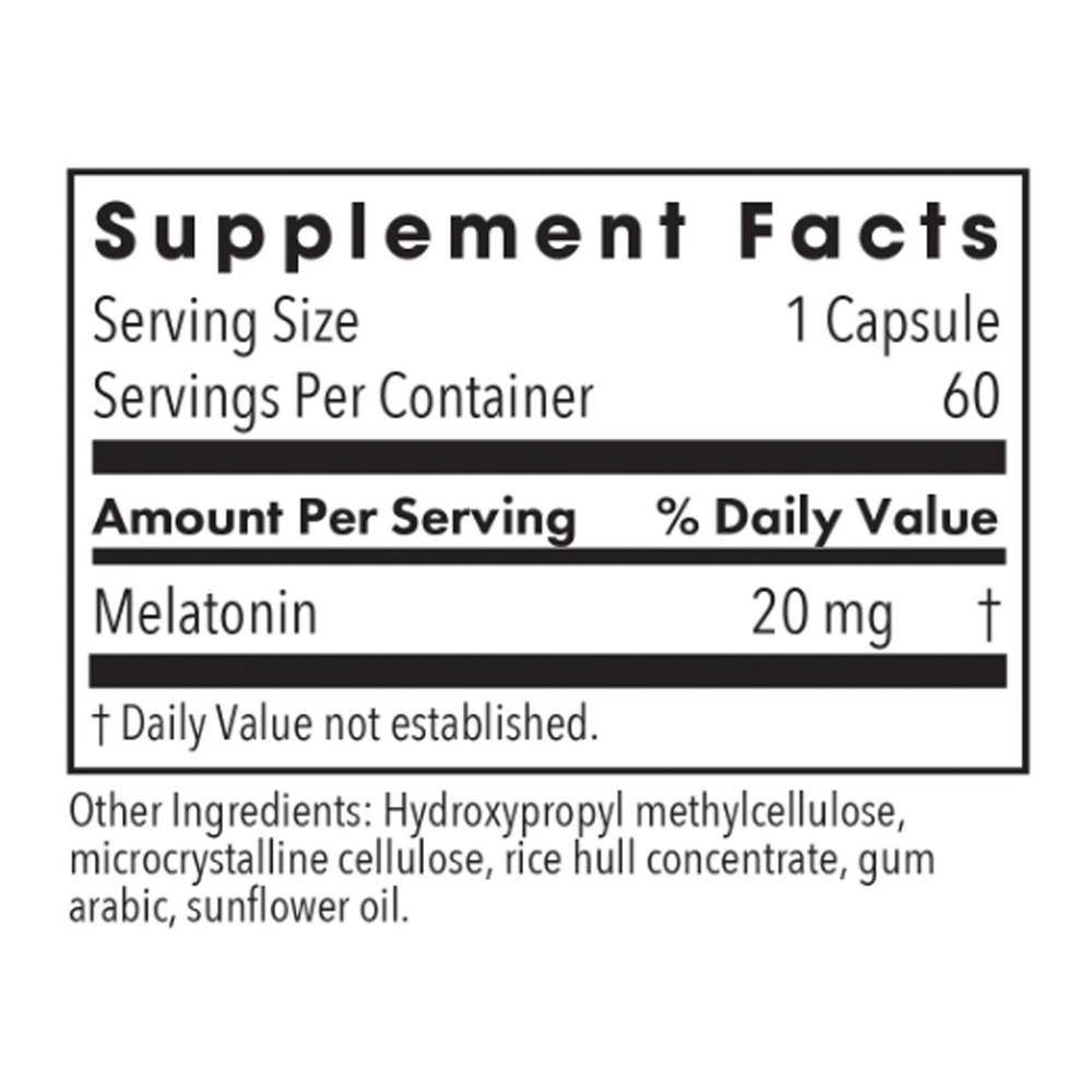 Melatonin 20 mg Supplement Facts Label