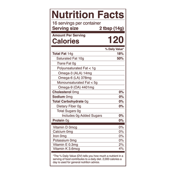 Cacao Butter Wafers Organic Supplement Facts Label