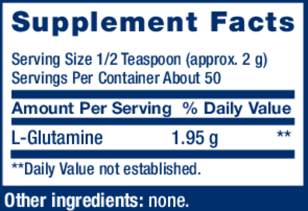 L-Glutamine Supplement Facts Label
