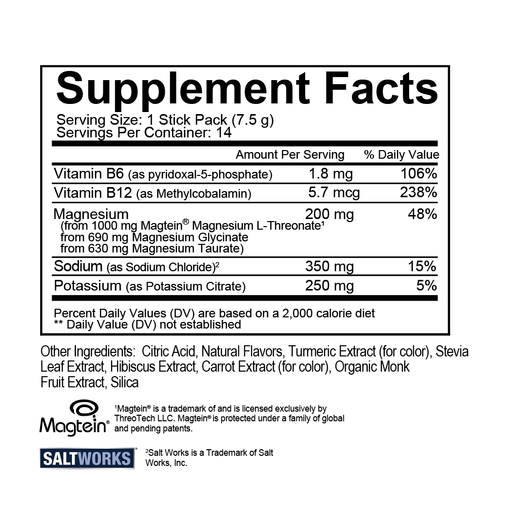 Magtech Hydrate Supplement Facts Label