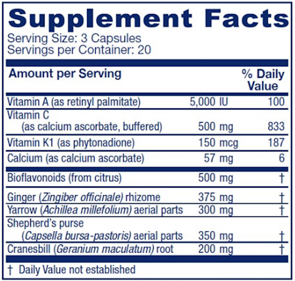Slow Flow Supplement Facts Label