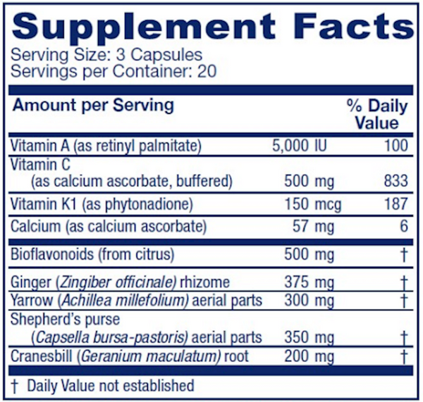 Slow Flow Supplement Facts Label
