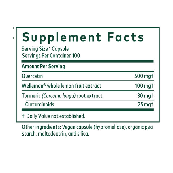 Quercetin Synergy 500 Supplement Facts Label