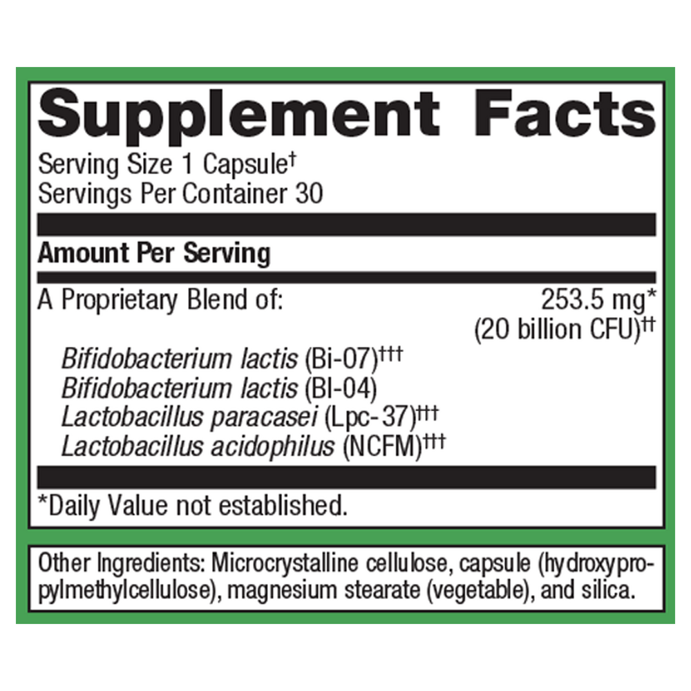 UltraFlora Restore Supplement Facts Label