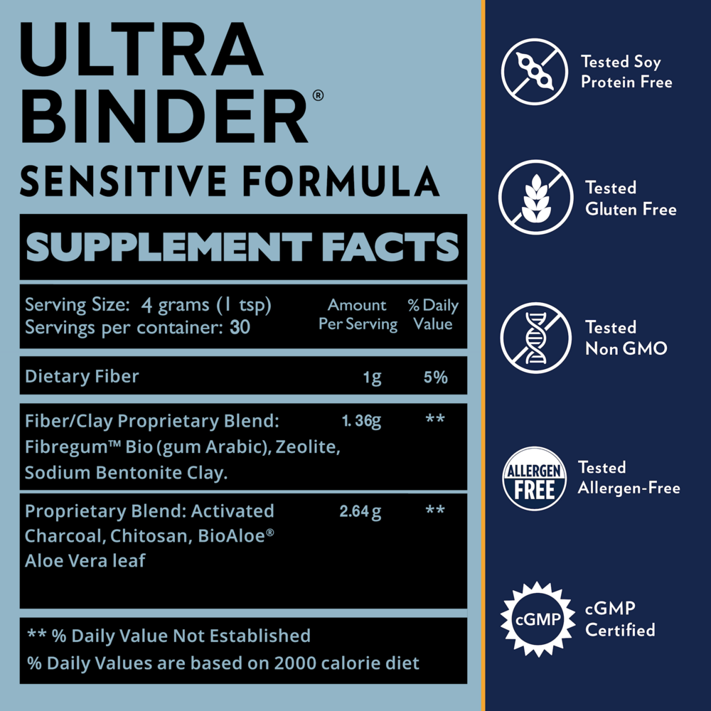 Ultra Binder® Sensitive Formula Supplement Facts Label