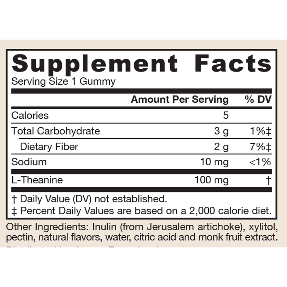Theanine Gummies Supplement Facts Label