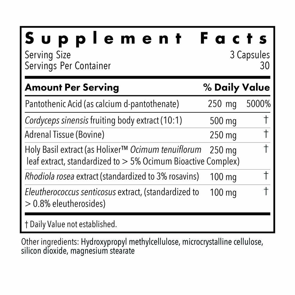 Adrenal Glandular Adapt Supplement Facts Label