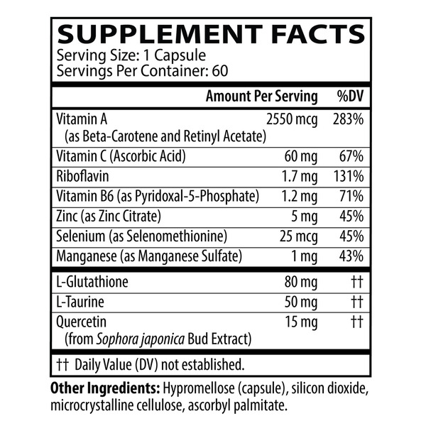 Glutathione Ultra Complex Supplement Facts Label