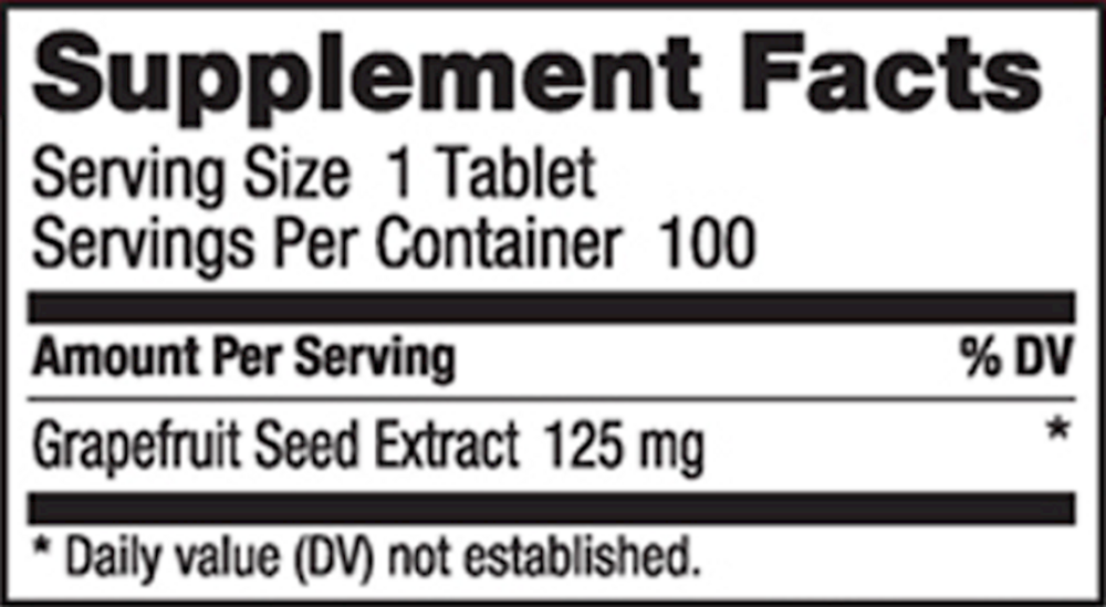 Grapefruit Seed Extract Supplement Facts Label