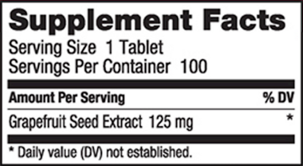 Grapefruit Seed Extract Supplement Facts Label