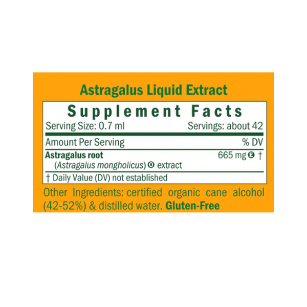 Astragalus Supplement Facts Label