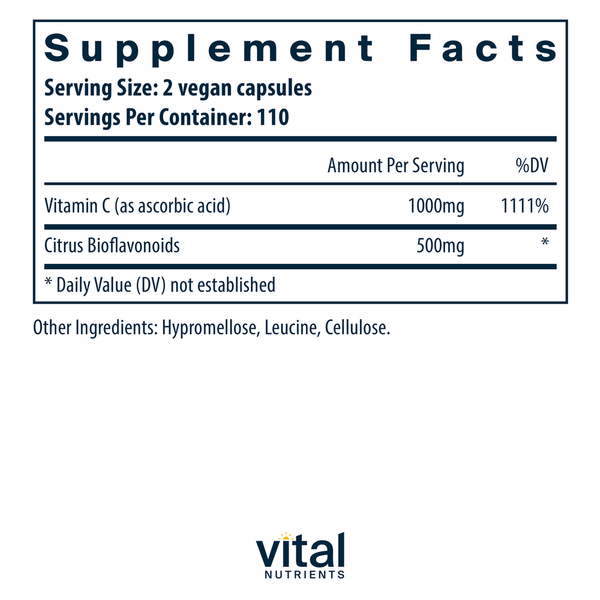 Vitamin C with Bioflavonoids Supplement Facts Label