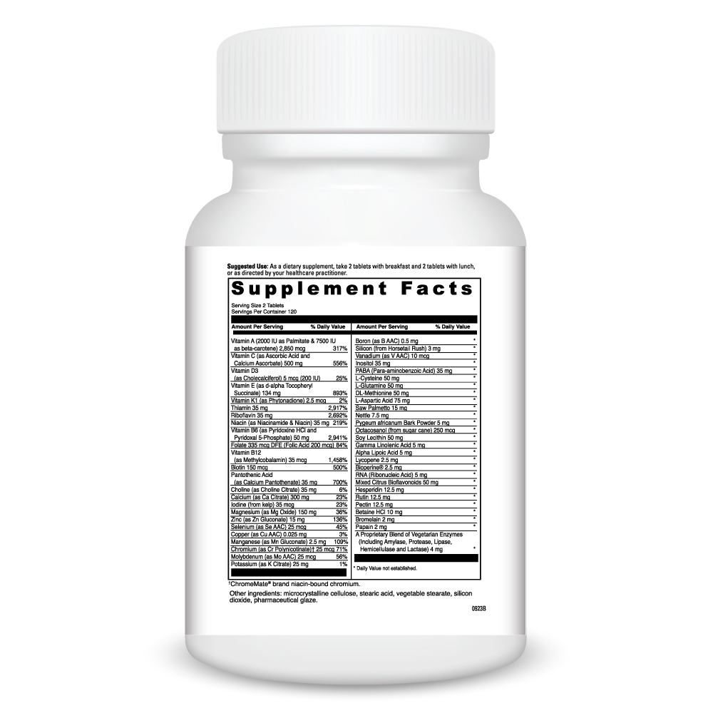 Spectra Man 120 Count Supplement Facts Label