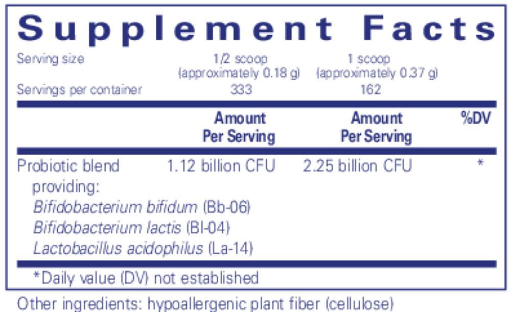 Probiotic 123 Supplement Facts Label