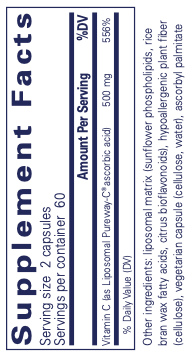 Liposomal Vitamin C 120's Supplement Facts Label