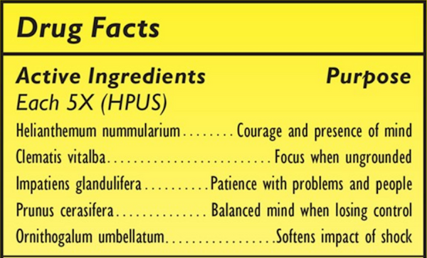 Rescue Pearls Supplement Facts Label