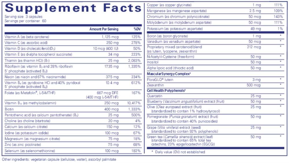 Polyphenol Nutrients 360's Supplement Facts Label