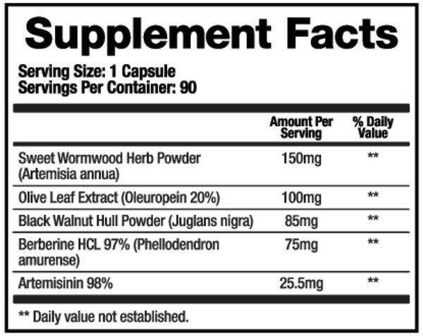 Para-X Supplement Facts Label