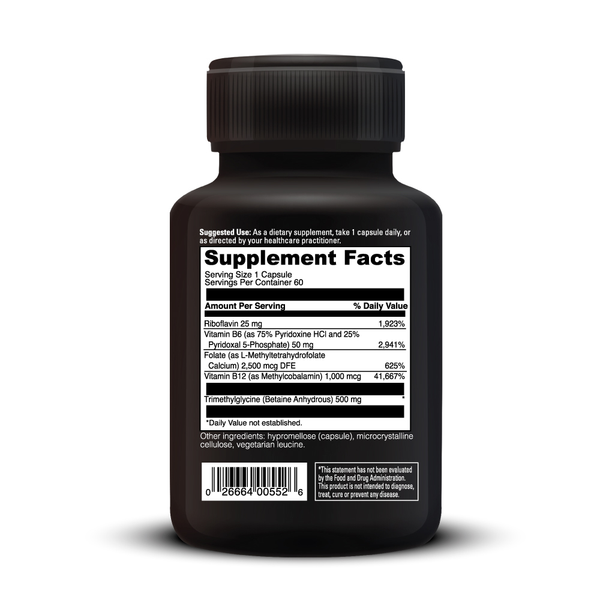 Methyl Benefits Supplement Facts Label