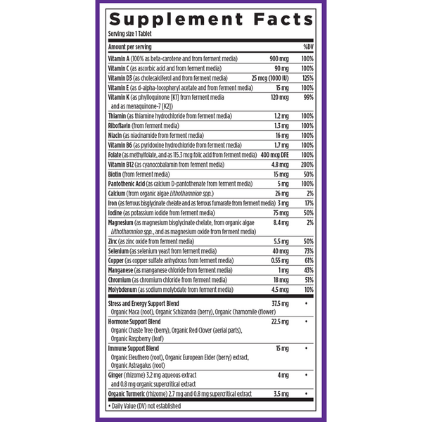 Every Woman's One Daily Supplement Facts Label