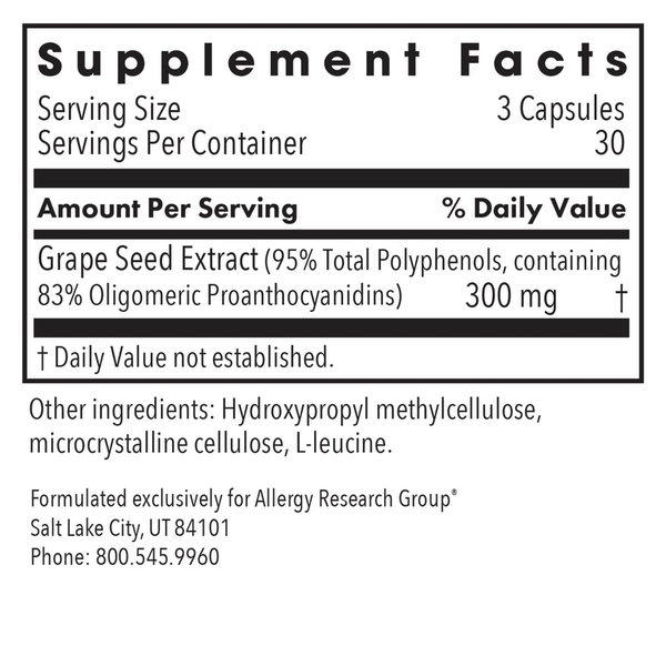 Grape Pips Supplement Facts Label