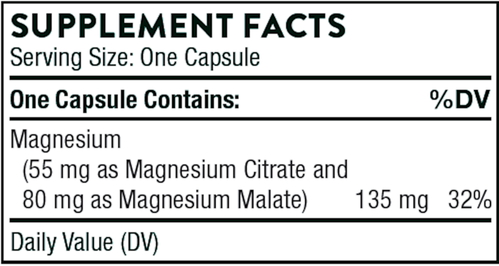 Magnesium Citramate Supplement Facts Label