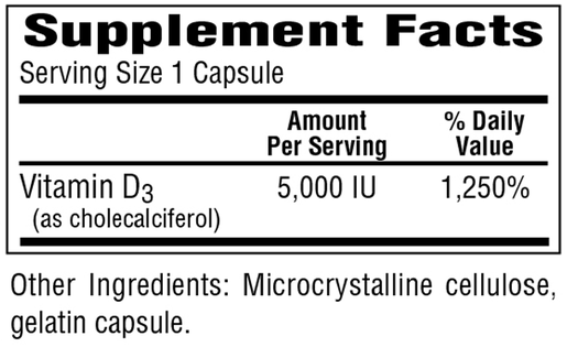 D3-5 Supplement Facts Label