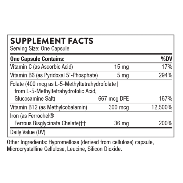 Advanced Iron Complex (formerly Ferrasorb) Supplement Facts Label