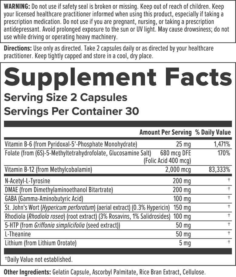 Eskaloft Supplement Facts Label
