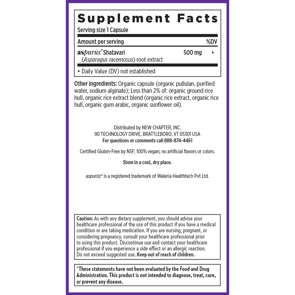 Shatavari Force Supplement Facts Label