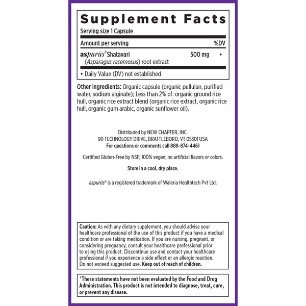 Shatavari Force Supplement Facts Label