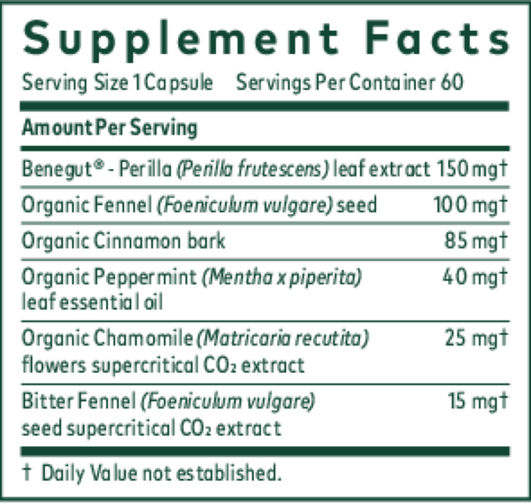 GI BFF Supplement Facts Label