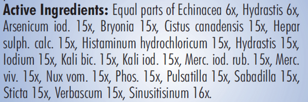 PRO Sinus-S Supplement Facts Label