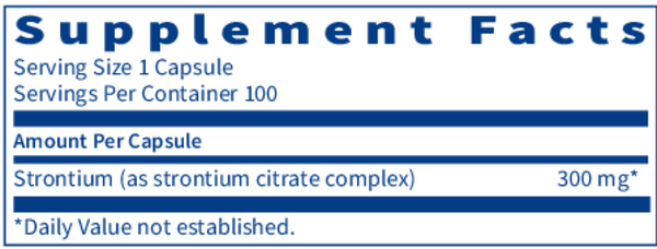 Strontium Supplement Facts Label