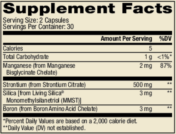 Bone Support Supplement Facts Label