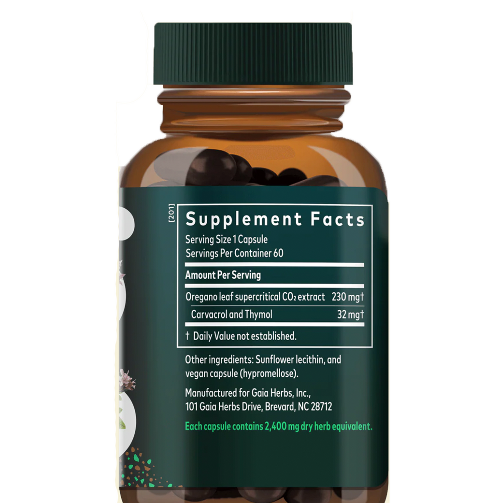 Oil Of Oregano Supplement Facts Label