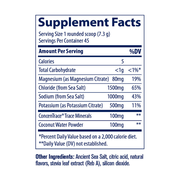 ZEROLyte Electrolytes & Coconut Water - Salty Watermelon Supplement Facts Label