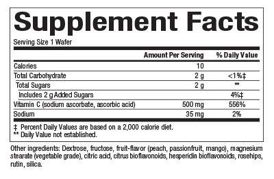 C500mg Peach Passionfruit Mango Supplement Facts Label