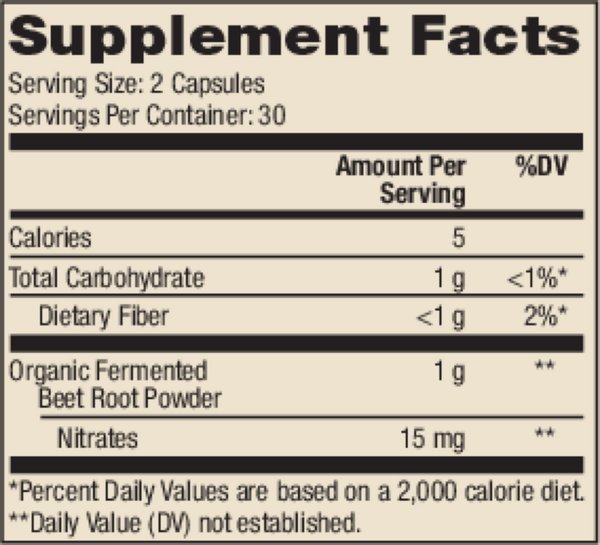 Organic Fermented Beets Supplement Facts Label